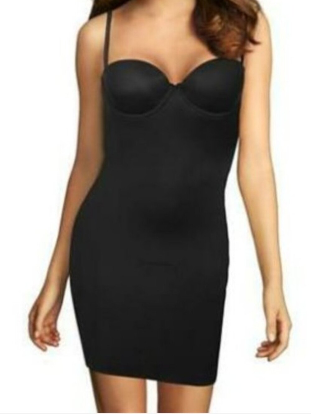 Maidenform Seamless Black Shapewear Slip Dress Cool Comfort & Anti-Static Sz 34B